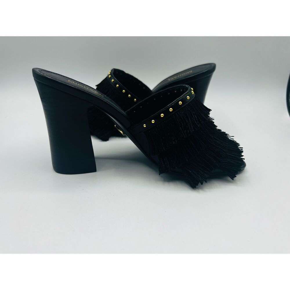Michael Kors black Gallagher mule fringe pumps 5.5M career office womans
